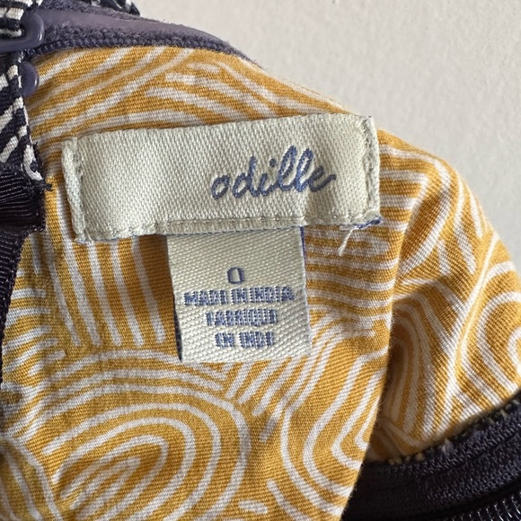 Anthropologie Odille Navy/Yellow Geometric Bow Structured Tank Top Size 0 EUC - Picture 7 of 8